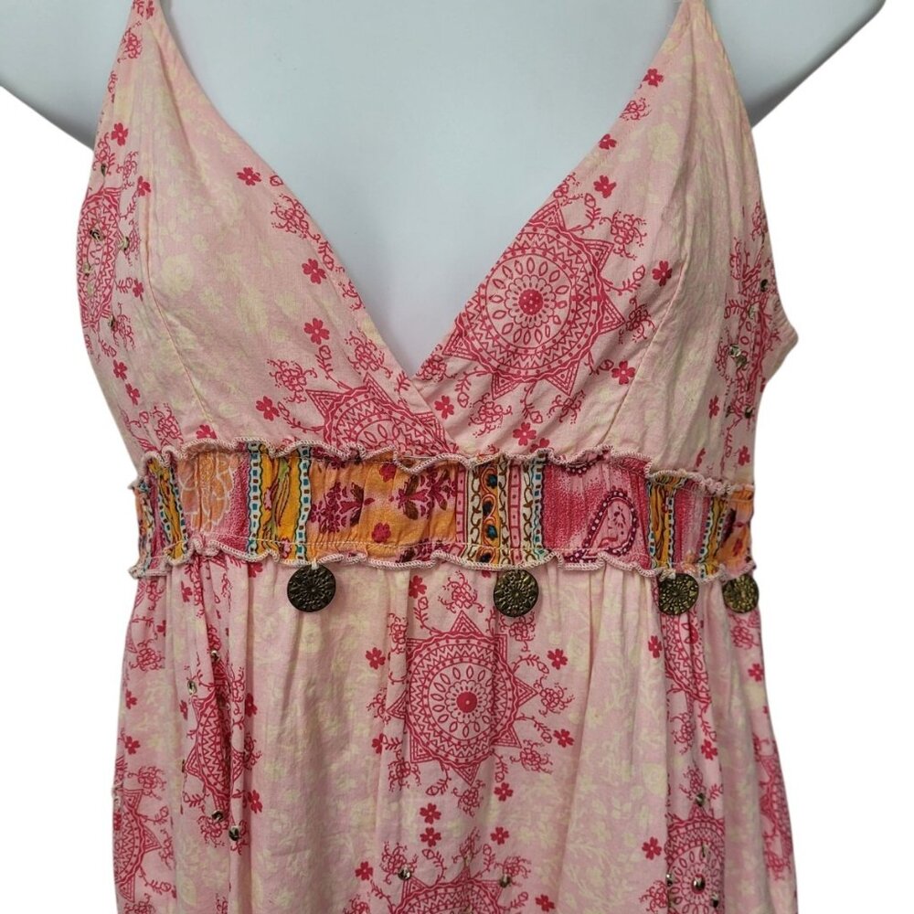 VTG Babydoll Dress Mini Rue21 Floral Medallion Jr M Y2K Coquette Romantic Sequin - Picture 11 of 16